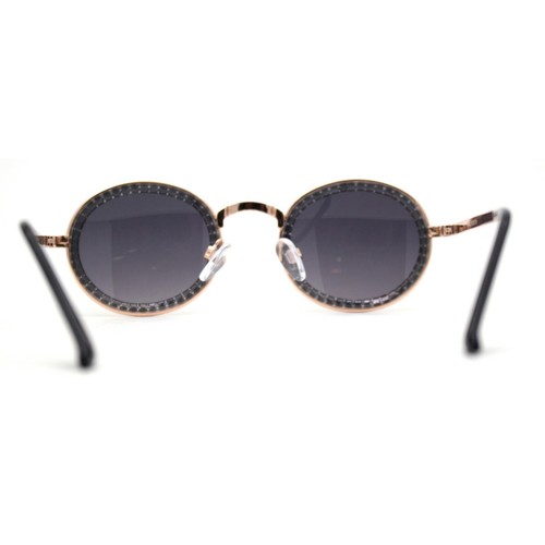Kleine runde ovale Sonnenbrille mit voller Krone und Strass  - Bild 4 von 21