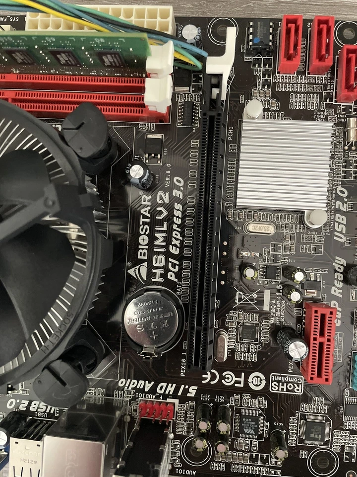 BioStar H61MLV2 , Intel Celeron CPU G550  2.60GHZ 4GB DDR3 Motherboard Bundle - Image 3 of 4