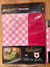 Vintage 70s  Wabasso Voque marvel press  falt topsheet  Gingham   New 90" x 104"