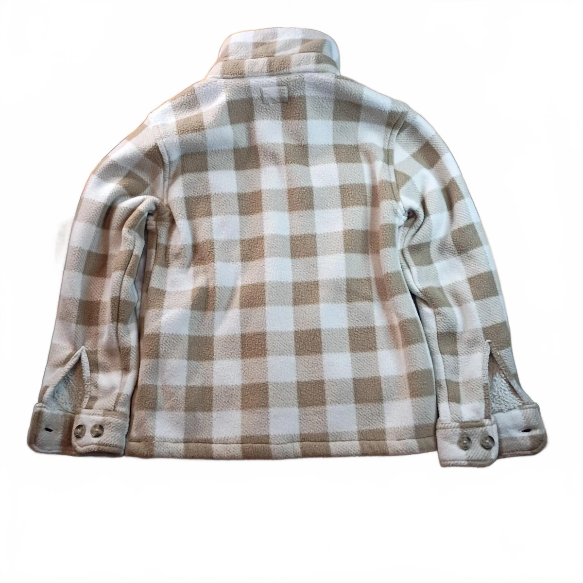 Truly Girls Girls Beige Plaid Sherpa-Lined Button-Up Jacket Size 7/8
