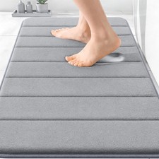 OLANLY Memory Foam Bath Mat 30x20, Super Soft Absorbent 30" x 20", Grey