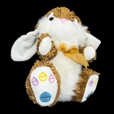 Dan Dee Easter Bunny Plush Brown White 14 Inches Embroidered Eggs 2009