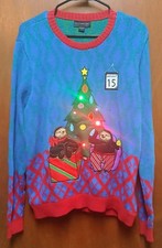 Blizzard Bay Ugly Christmas Sweater Unisex Sz L "Late Sloths" LIGHTS UP PLZ READ