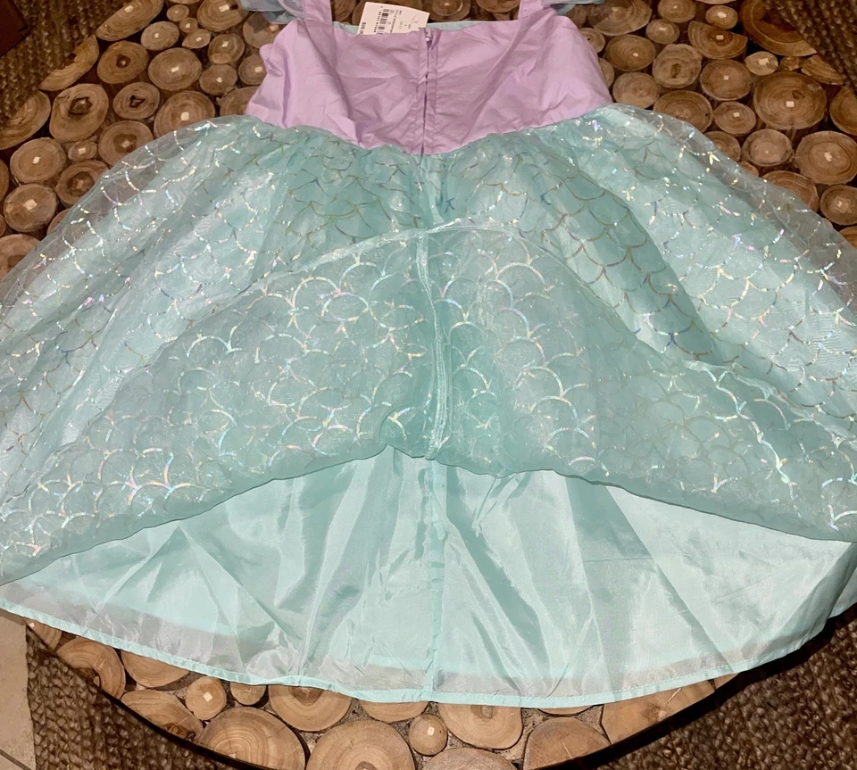 Vestido Disney Sirenita Princesa Ariel Verde Menta, Púrpura Niñas XL 14-16 NUEVO CON ETIQUETAS Foto 3 de 4