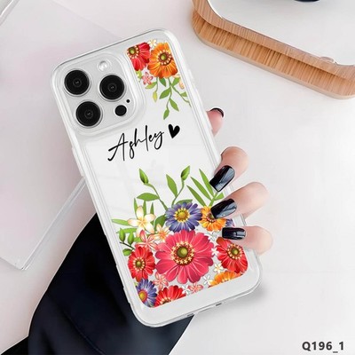 For iPhone 17 Pro Max 15 14 13 16 Silicone Case Pretty Flower Personalised Cover