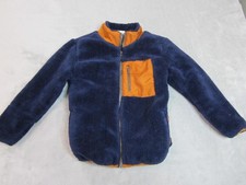Tommy Bahama Jacket Youth 8 Blue Orange Faux Fur Fleece Full Zip Colorblock