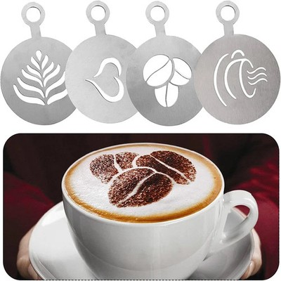 Stainless Steel Coffee Stencils Set Latte Art Cappuccino Barista Cake Decor