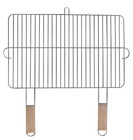 Grillrost Rechteckig Grillgitter Mit Holz Handgriffen Verchromt Stahl 54x34cm