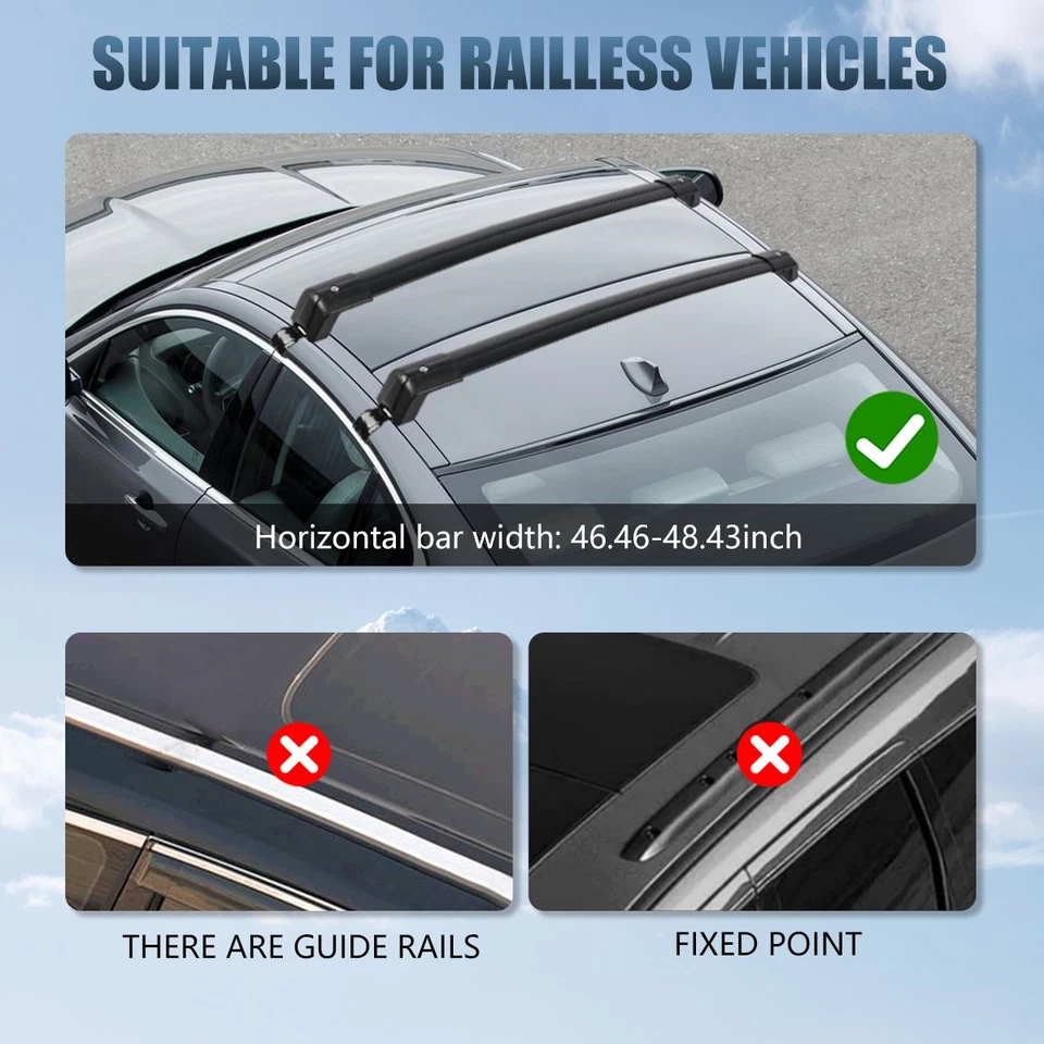 Top Roof Rack Cross Bars Luggage Cargo Carrier Black For Honda Accord 1990-2007 Foto 2 de 4