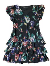 Lauren Ralph Lauren Black Floral Ruffle Dress.  Size 12. 44” Bust 39” Length