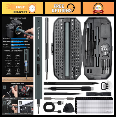 155-in-1 Electric Screwdriver Set - Cordless Power Tool with 140 S2 Magnetic Bit