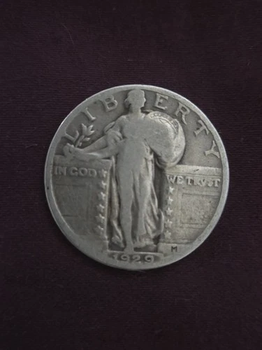 1929 Standing Liberty Silver Quarter Bold Date - Designer "M" Visible 90% Silver