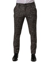 Dolce & Gabbana Brown Wool Plaid Skinny Dress Trouser Men's Pants Authentic