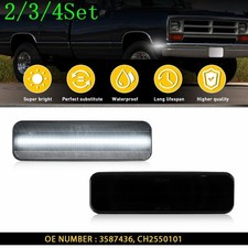 2/3Set Smoked White Front Fender Side Marker Lights Lamps For Dodge D100 D150 D2