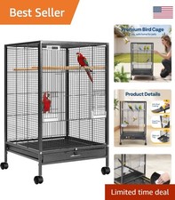 Durable 30.3-Inch Bird Cage for Lovebirds  Cockatiels with Rolling Stand