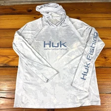 Huk Fishing Hooded Shirt Mens Large Mossy Oak Elements Hydro Long Sleeve
