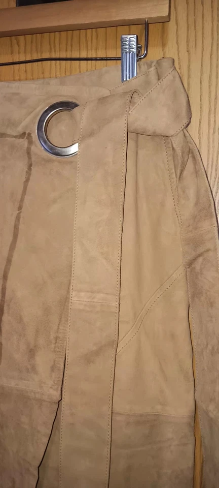 29 Porter Rd Falda Midi de Cuero de Cabra Envolvente Para Mujer Talla Mediana Corbata Marrón... Foto 3 de 4