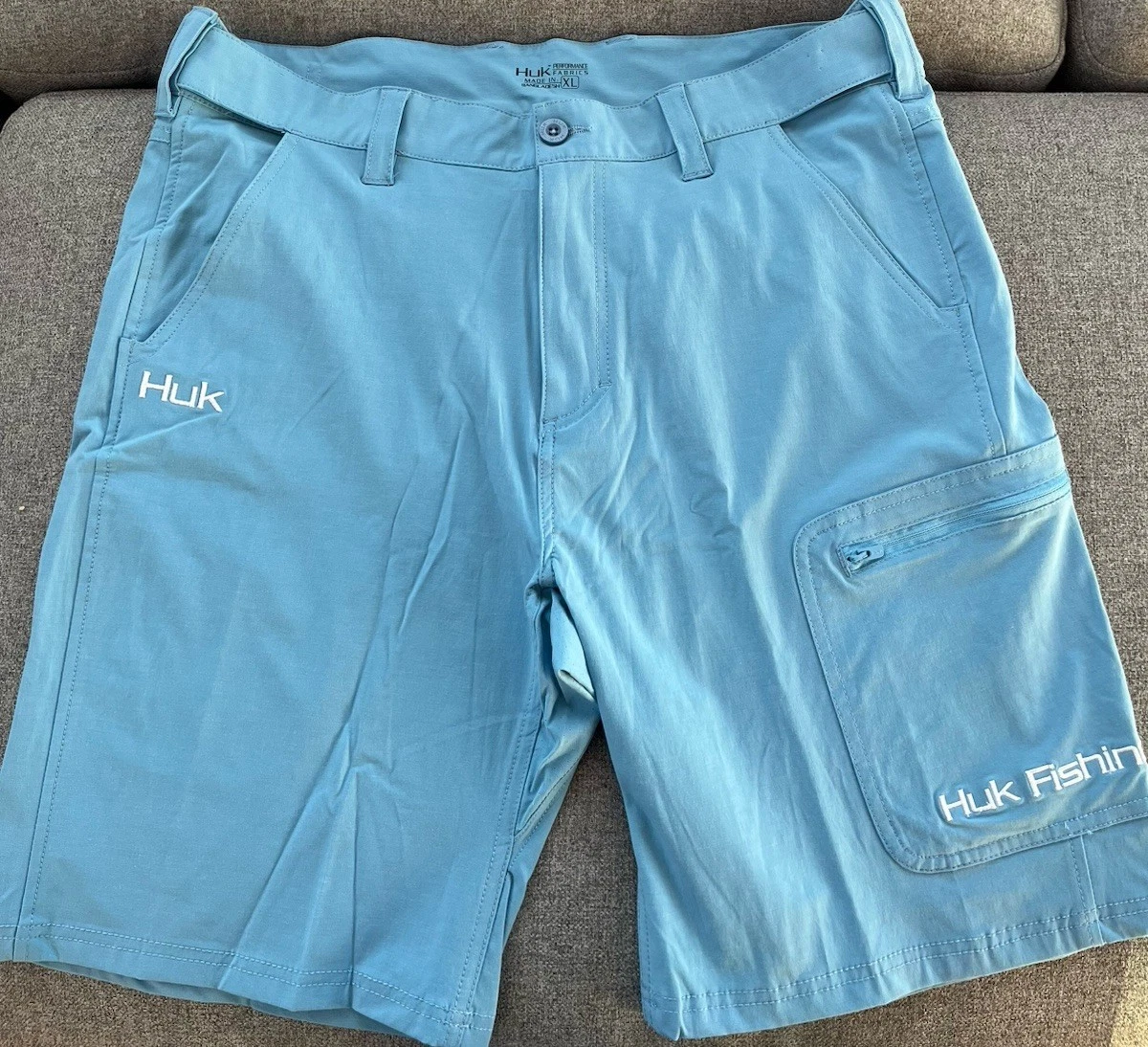 Huk Fishing Shorts Men XL Blue Performance Quick Dry Hybrid Cargo Boat Shorts