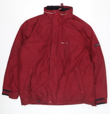 Active Herren Parka Jacke rot, durchgehender Reißverschluss, Größe Regular
