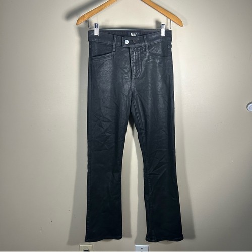 Paige Claudine Kick Flare Black Fog Luxe Coating Jeans Size 26 - Picture 2 of 10