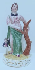 Staffordshire Lady Holding on to Bare Tree Trunk With Boy, Nice Condition, #128