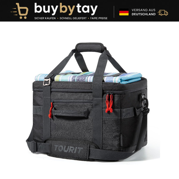 KüHltasche 32L Faltbar Isoliert Picknicktasche FüR Essen GeträNke Schwarz-image