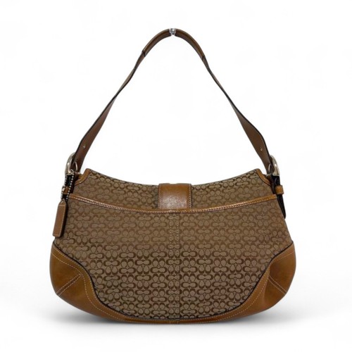 COACH 6818 Soho Hobo Flap Bag Brown Signature Canvas Leather Y2K Vintage - Picture 10 of 12