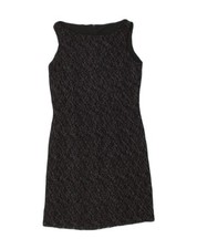 VINTAGE Womens Sheath Dress IT 42 Medium Black Geometric Lycra AE40