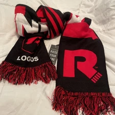 Ruffneck Black Red White Scarf with Fringe One Size Fits