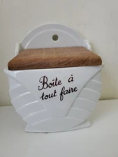 Vtg Hanging Salt Cellar White Box Lidded Cordon Bleu France Boite A Tout Faire 