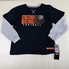 Cincinnati Bengals Shirt Long Sleeve Kids Med 5/6 Black NWT NFL Team Apparel