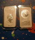 Lot of 2 - 1 oz. Perth Mint .999 Fine Silver Bars☆ Dragon & Kangaroo☆ 2 Oz Total