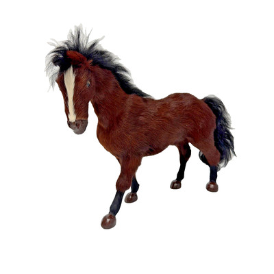 VTG Bay Horse With Realistic Fur Main Tail,  Not plush, Simulated Equine Toy