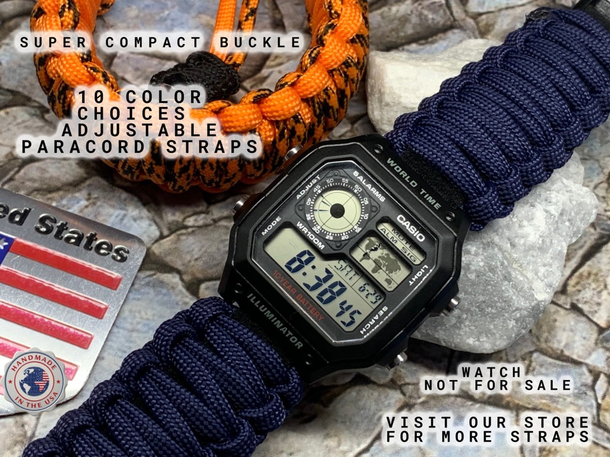 Handmade Casio World Timer AE1200 Adjustable Paracord Watch Strap