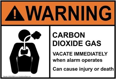 Warning Carbon Dioxide Gas Vacate Immediately -Tin Metal Signs Home Décor 8x12