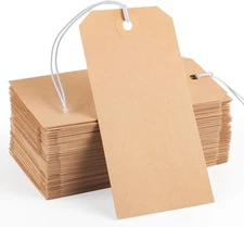 100pcs Brown Paper Shipping Tags with Elastic 4.72x 2.36inches, 100pack 