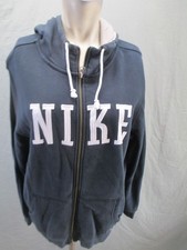 Nike Size M Mens Blk Cotton Blend Hooded Full Zip Pockets Activewear Jacket 388