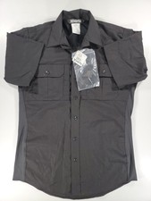 NEW VERTX Men's Tactical Button Shirt Short Sleeve Stretch Black Vented Medium