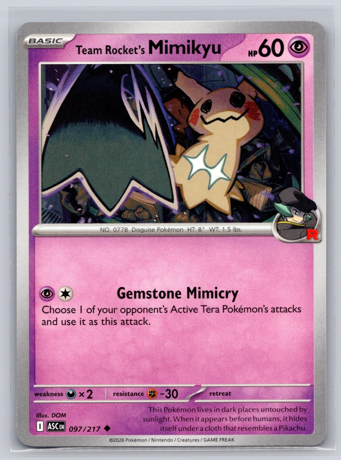 Team Rocket's Mimikyu 097/217 Uncommon Ascended Heroes Pokemon Near Mint