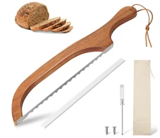 15.7 in Serrated Bread Slicer, Sourdough Bread Knife, Stainless Steel Bow Knife