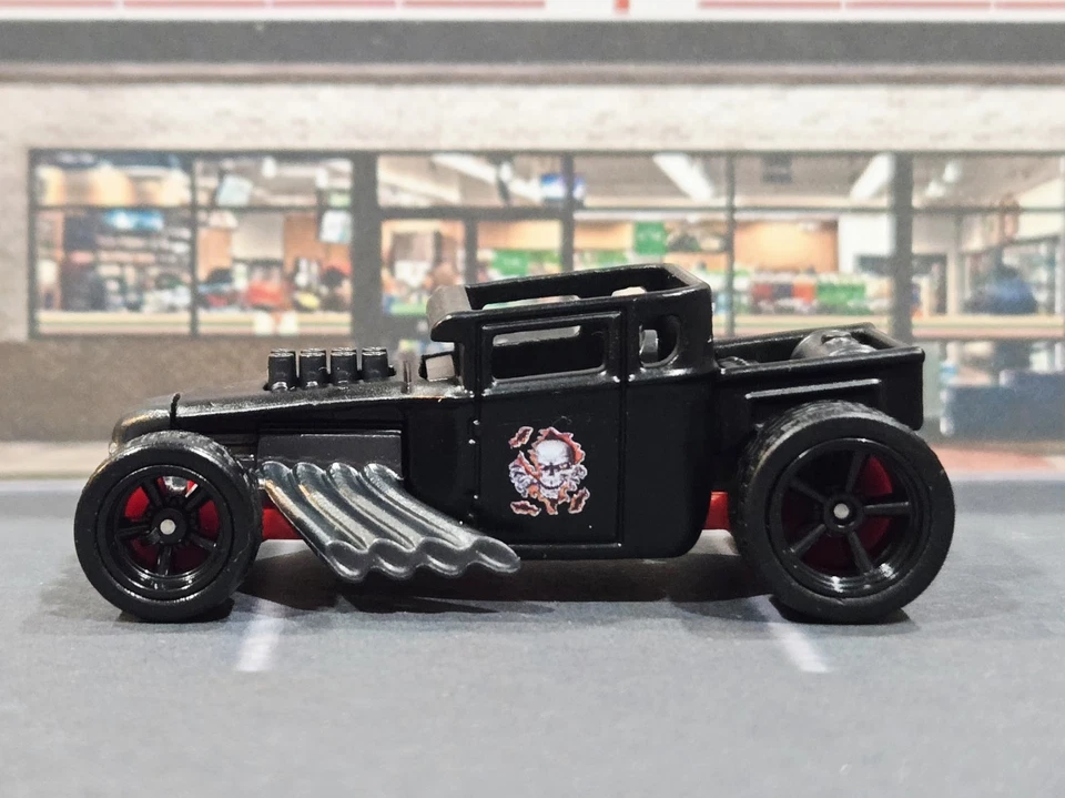 😎👍 CUSTOM Hot Wheels Bone Shaker New Semi Matte Black Paint Real Riders - Image 4 of 4