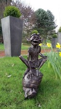 Pixie Sat On A Snail Garden Ornament Statue Figurine Bronze Finish 