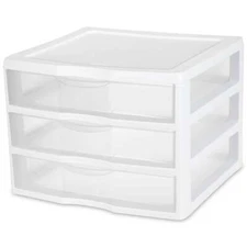 Sterilite Wide 3 Drawer Unit Plastic, White