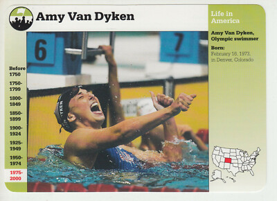 AMY VAN DYKEN Olympic Swimming 1997 GROLIER STORY OF AMERICA CARD #E-19