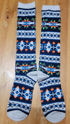 Land's End Kids Thermaskin Heat Boot Socks Colorful Fairis Size XL fits 5-9 NEW! - Picture 1 of 4