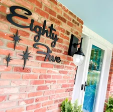 Mid Century Cursive House Numbers, Regular Size House Number  Modern Address