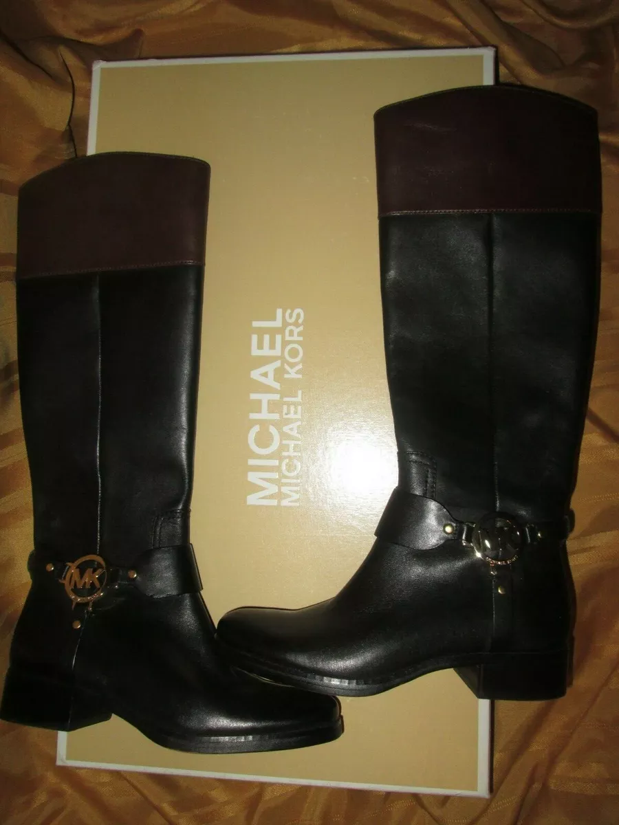 Womens michael kors fulton harness boots in black/mocha cheap