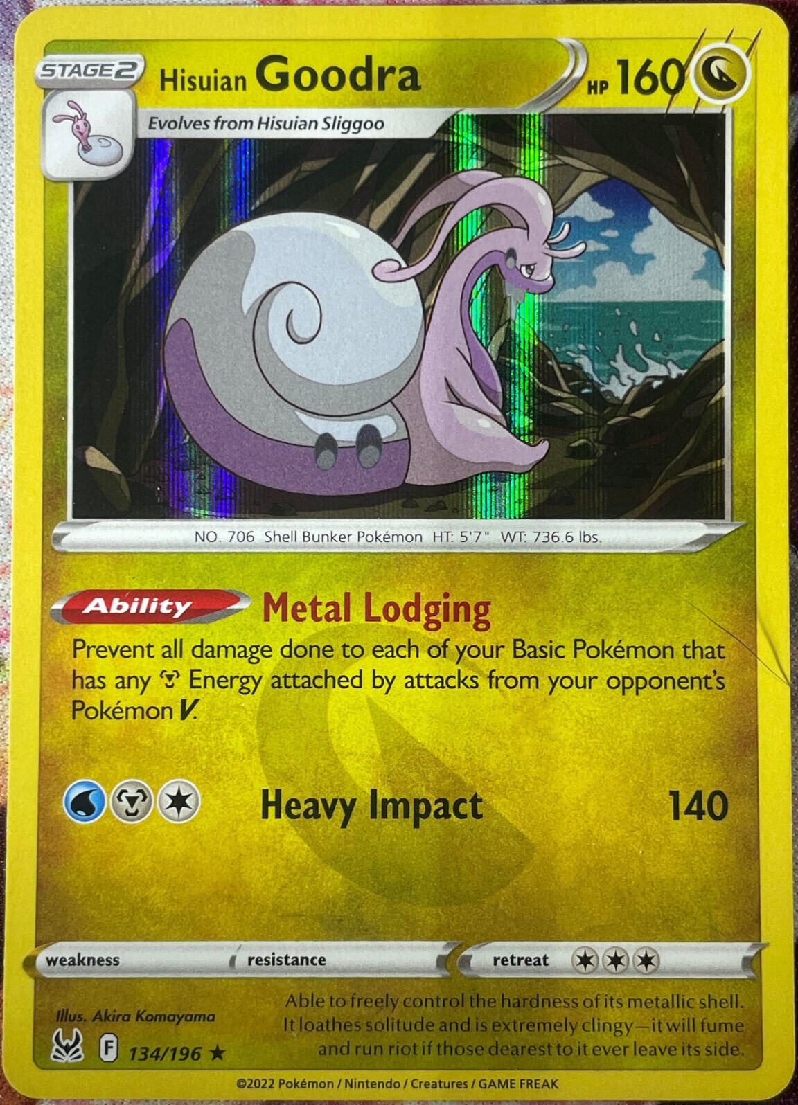 Hisuian Goodra Holo Rare - 134/196 - Lost Origin Pokemon 2022