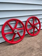 Red Skyway Old School 20 inch Tuff Wheels Mags Rims Bmx New 6 Spoke OGK New