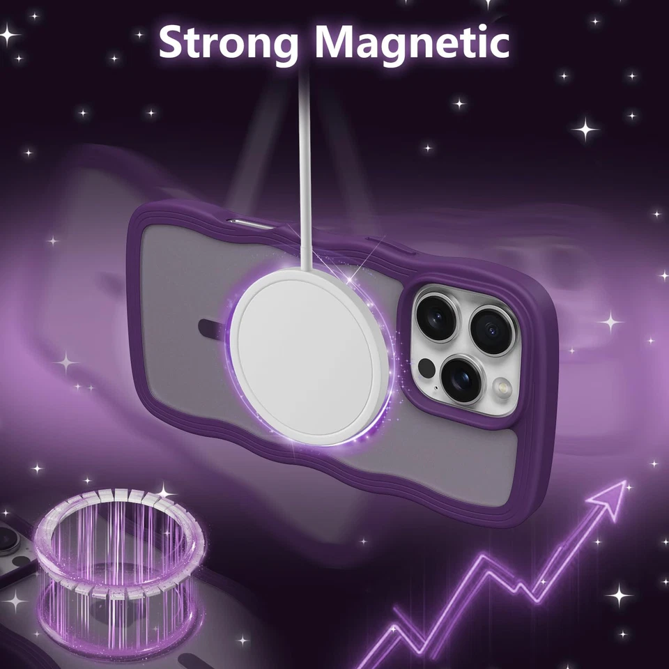 pour iPhone 16e Magnétique Coque Boucles d'oreilles Vague Cadre Silicone Cas ... - Photo 4/4